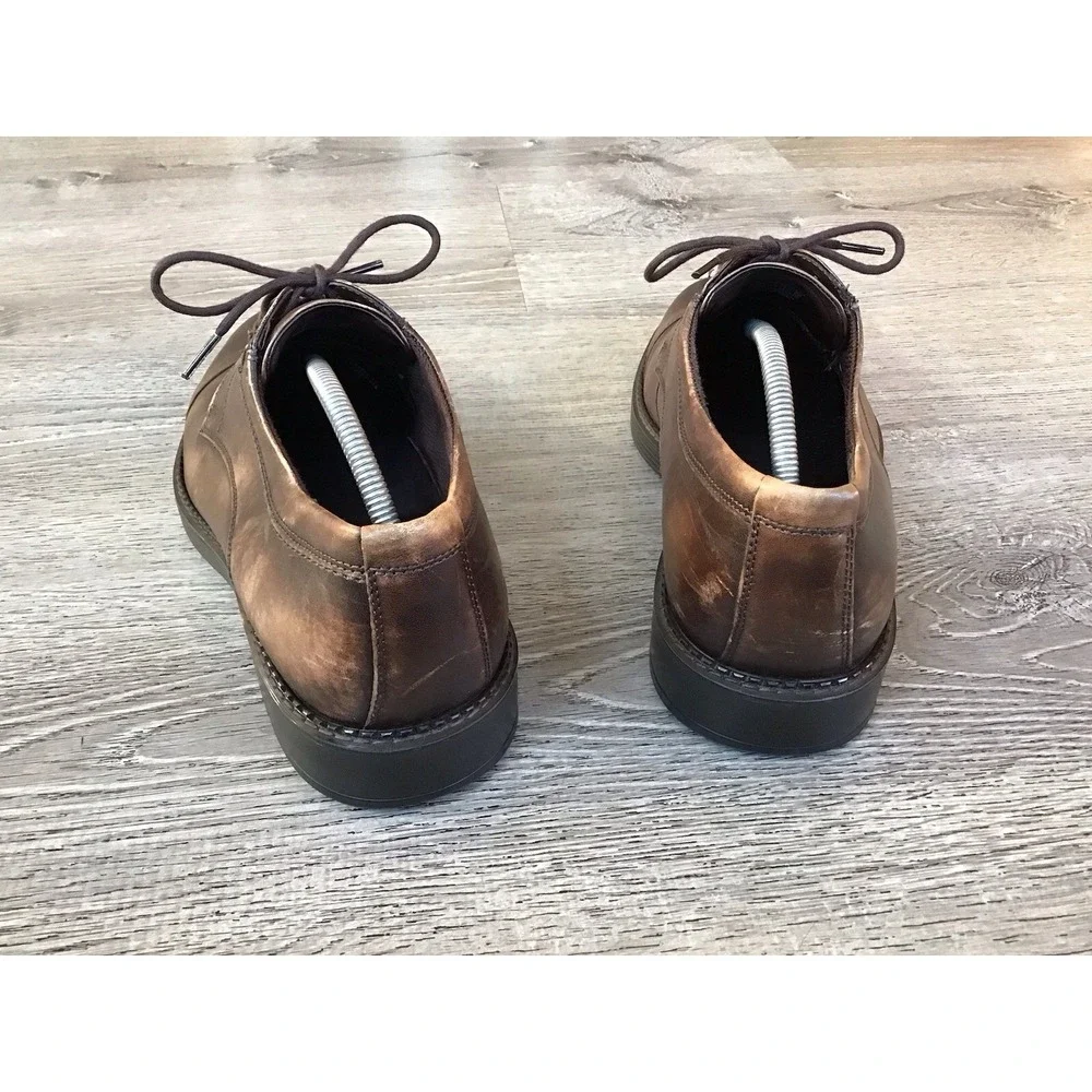 ECCO NEWCASTLE Toe Cap Derby Mens Size 45 / 11 Brown Leather Oxford Shoes Dress